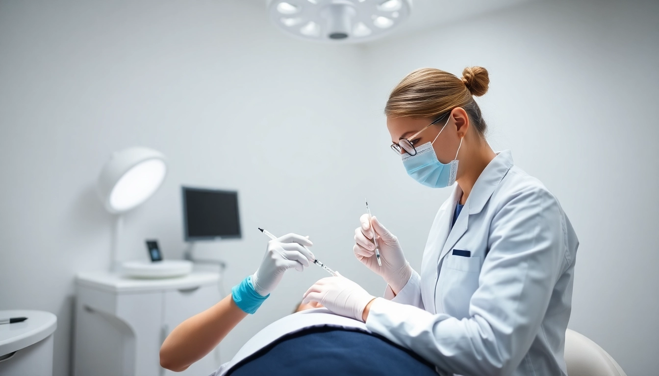 Professional performing Fettwegspritze Zürich treatment in a clinical setting to reduce fat deposits naturally.