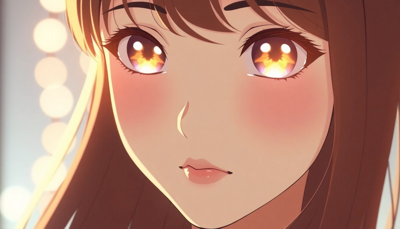 An engaging AI girlfriend in anime style with expressive eyes, highlighting realistic digital companionship for users.